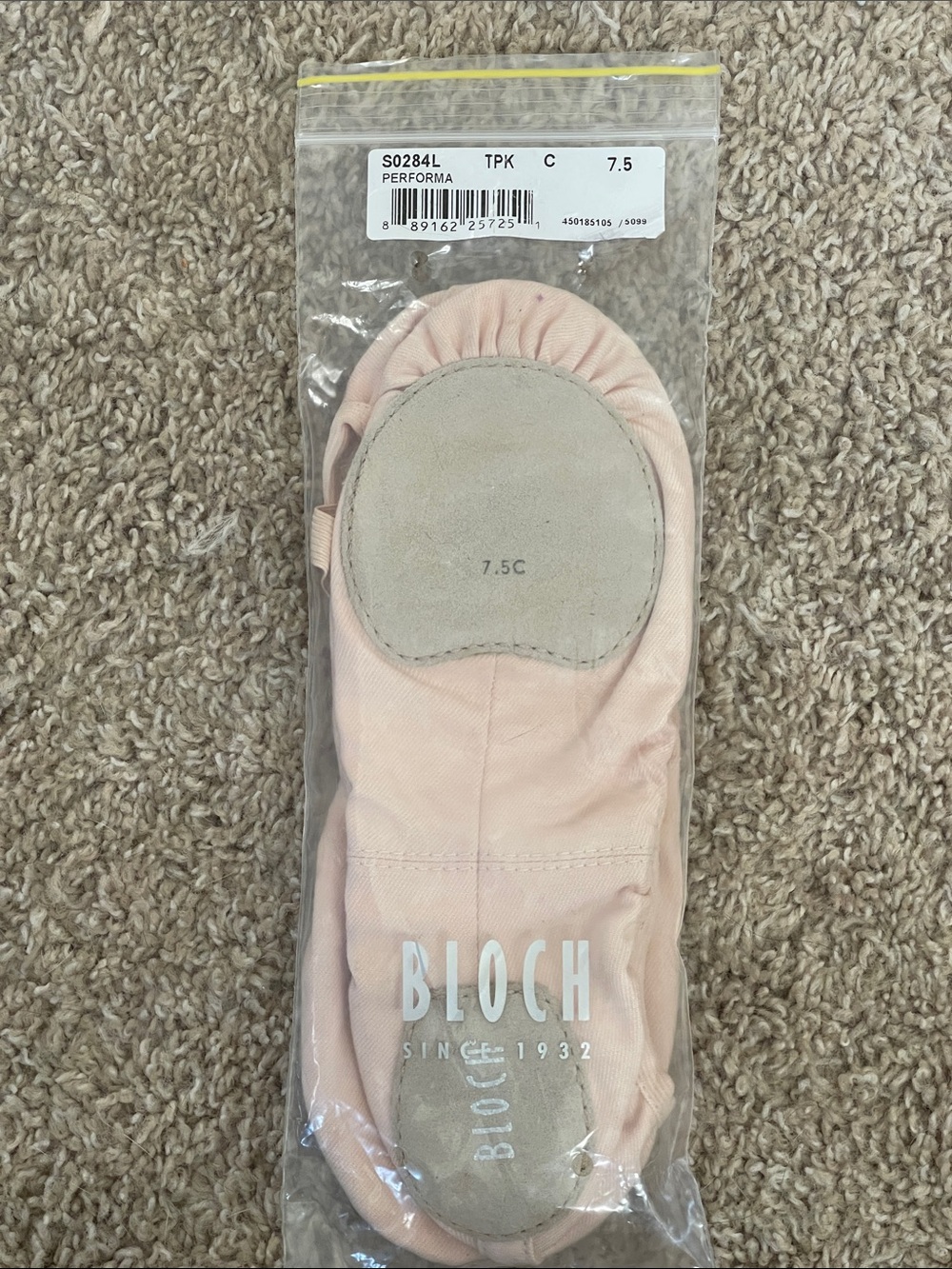 Bloch Performa S0284L Theatrical Pink Spilt Sole Canvas Ballet Slippers 7.5C NEW